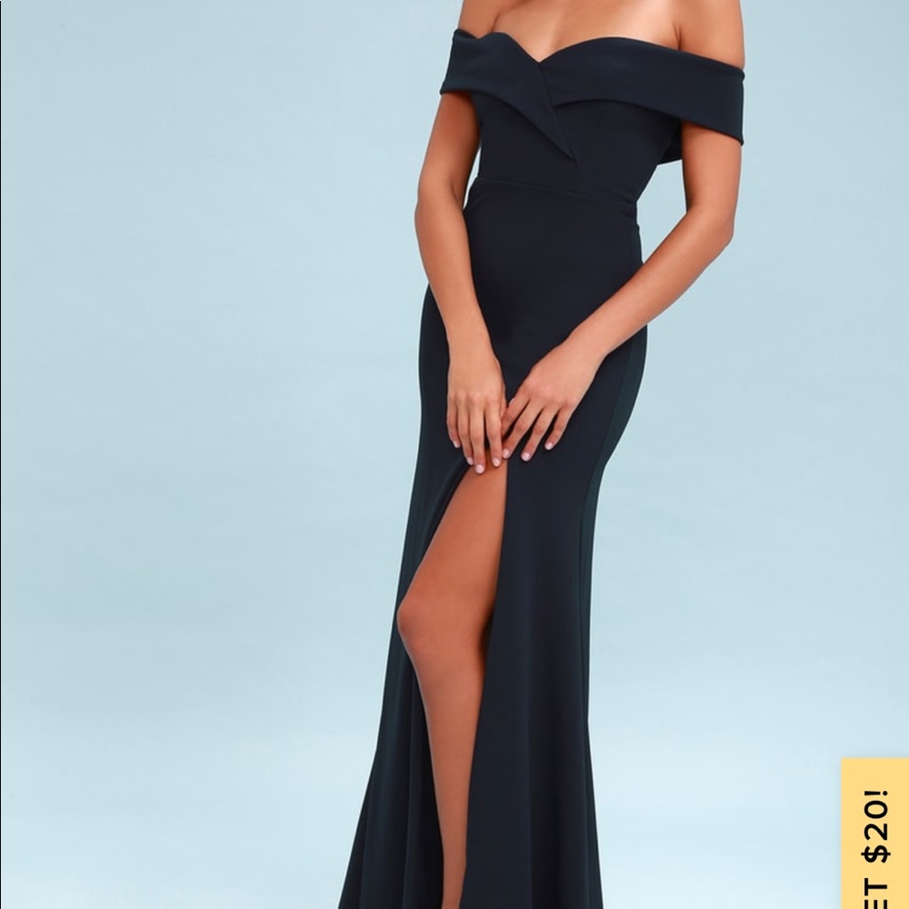 LULUs off the shoulder navy dress
